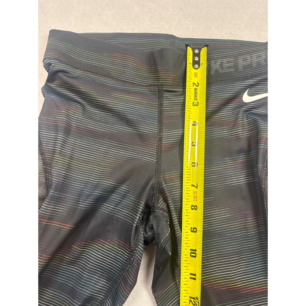 Nike Pro Hypercool Women Small Black Multicolor Striped Mesh Athletic Leggings - Picture 6 of 7